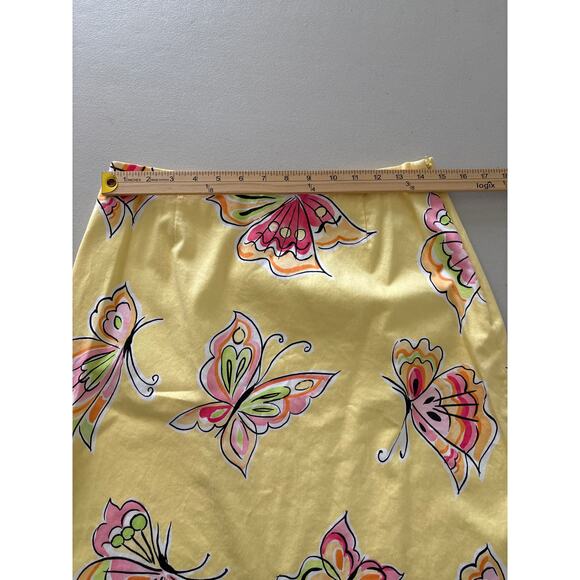 Talbots Skirt Women Size10 Yellow Animal Butterfly Print Stretch Pencil Summer - Picture 6 of 10